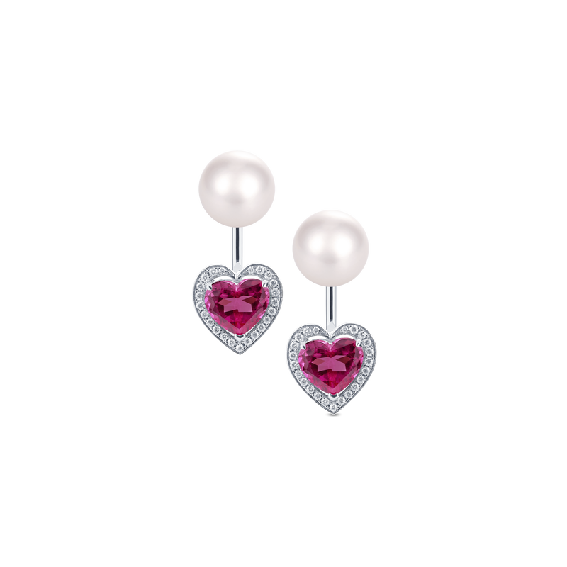 Venus Rubellite and Diamond Pavé Earrings