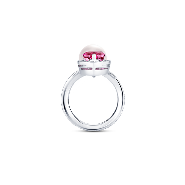 Venus Rubellite and Diamond Pavé Ring