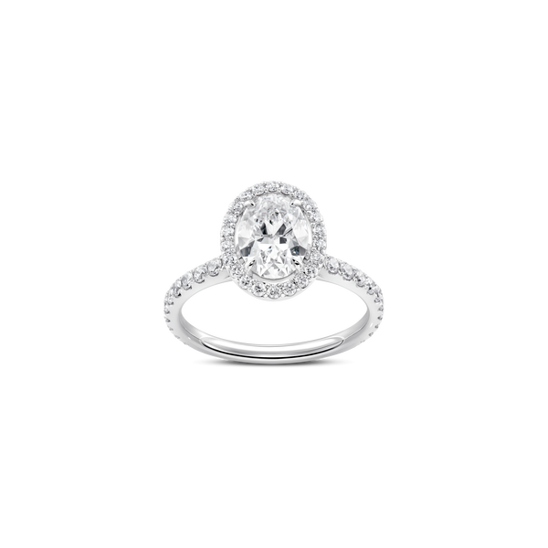 Unity Oval-Cut Diamond Micropavé Halo Engagement Ring