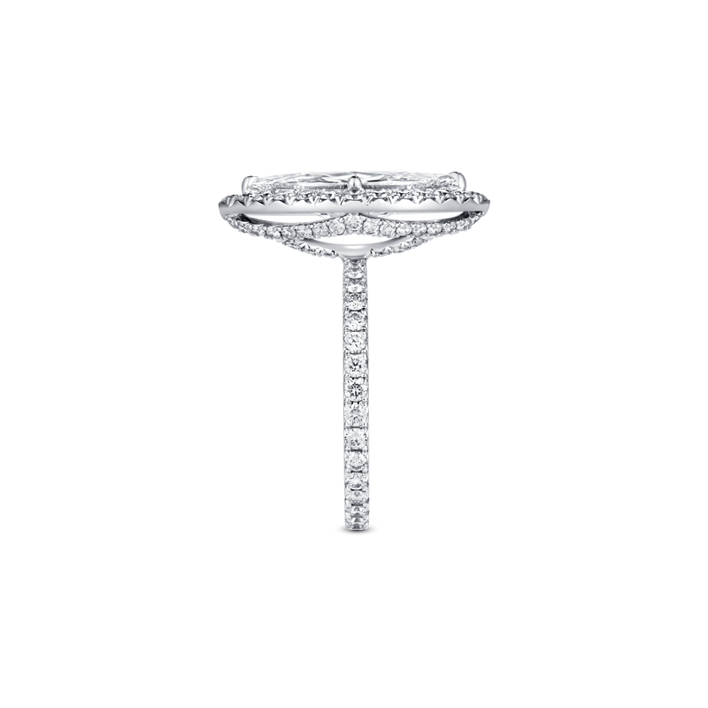 Evermore Marquise-Cut Diamond Halo Solitaire Ring with Full Pavé Band