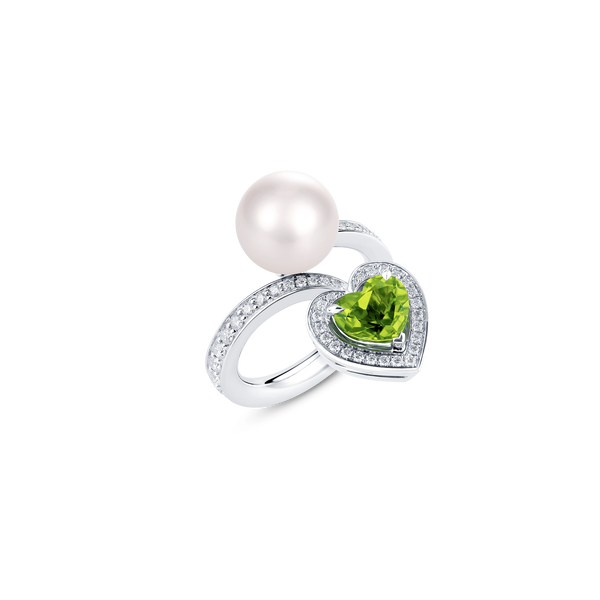 Venus Peridot and Diamond Pavé Ring