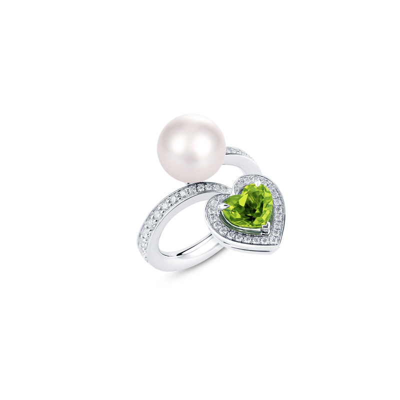 Venus Peridot and Diamond Pavé Ring