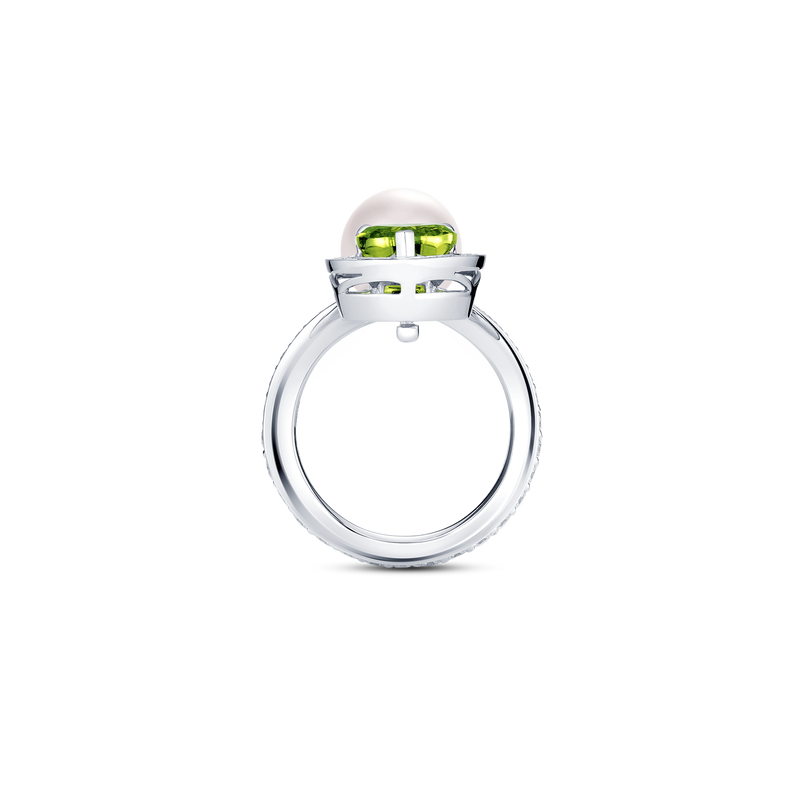 Venus Peridot and Diamond Pavé Ring