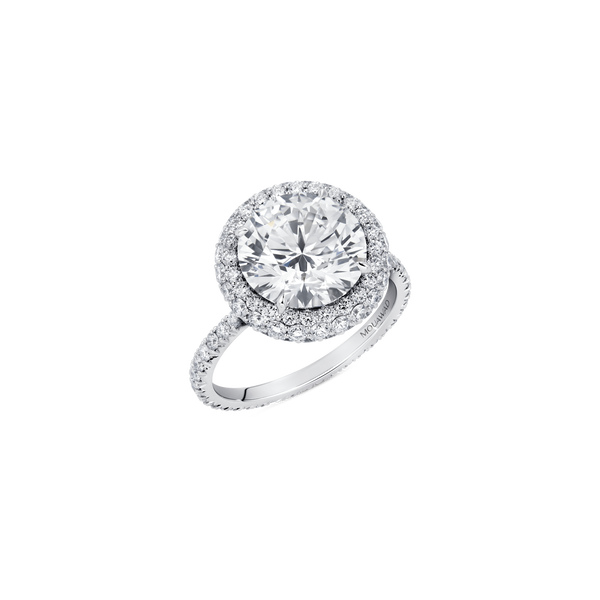 Mouawad Haven Round Brilliant Diamond Halo Engagement Ring with Full Pavé Band