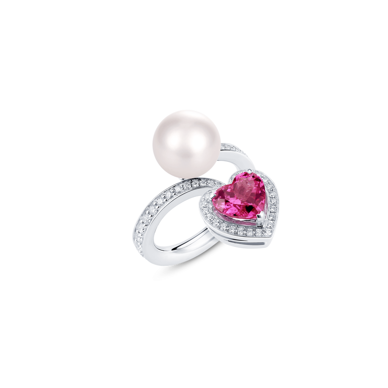 Venus Rubellite and Diamond Pavé Ring